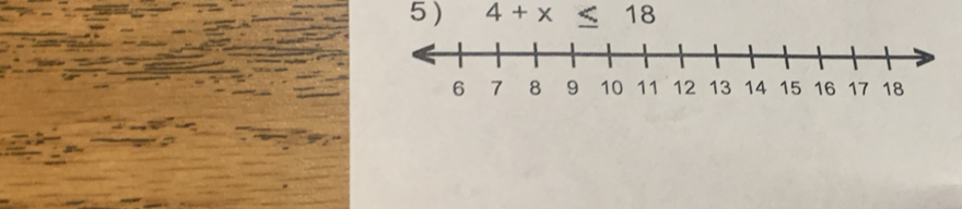 5 ) 4+x≤ 18