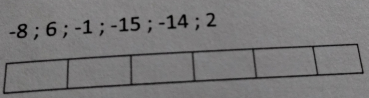 -8 ； 6; -1 ； -15; -14 ； 2