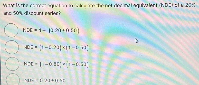 Solved: What is the correct equation to calculate the net decimal ...