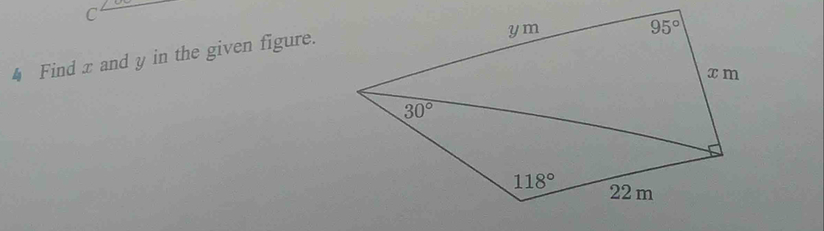 Find x and y in the given figure.