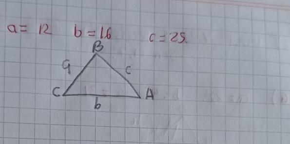 a=12 b=16 c=25