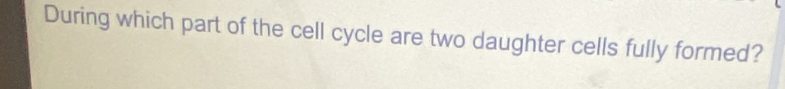 During which part of the cell cycle are two daughter cells fully formed?