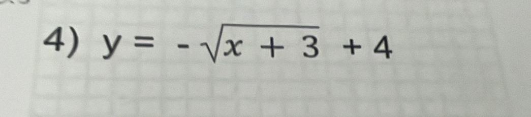 y=-sqrt(x+3)+4