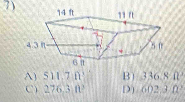 7 )
A) 511.7 f B) 336.8 f
C) 276.3 fl D) 602.3 f