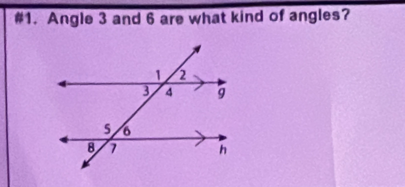 #1. Angle 3 and 6 are what kind of angles?