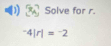 Solve for r.
^-4|r|=^-2