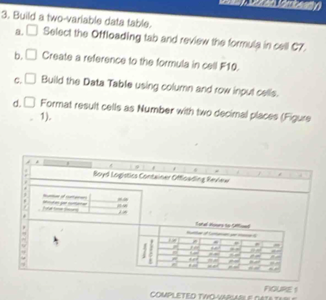 Solved: ho 3. Build a two-variable data table. a. Select the Offloading ...