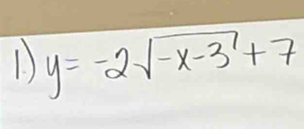 1 y=-2sqrt(-x-3^1+7)