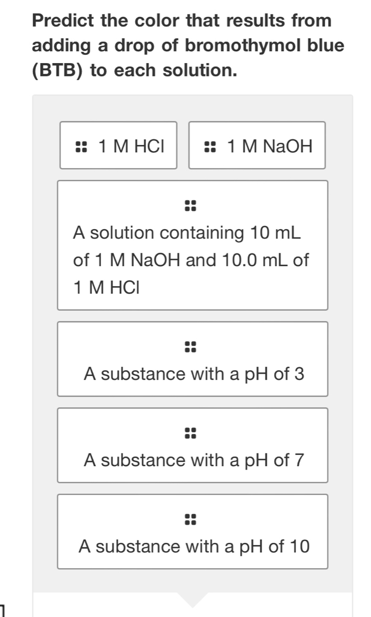 Solved: Predict the color that results from adding a drop of ...