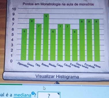 Pontos em Mons 
ograma 
al é a mediana ? 7