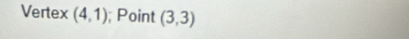 Vertex (4,1); Point (3,3)