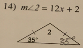 m∠ 2=12x+2