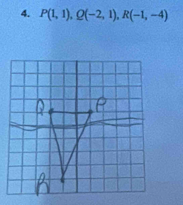 P(1,1), Q(-2,1), R(-1,-4)