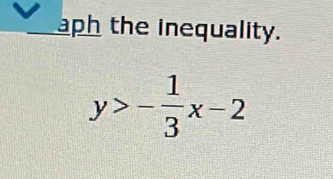 aph the inequality.
y>- 1/3 x-2