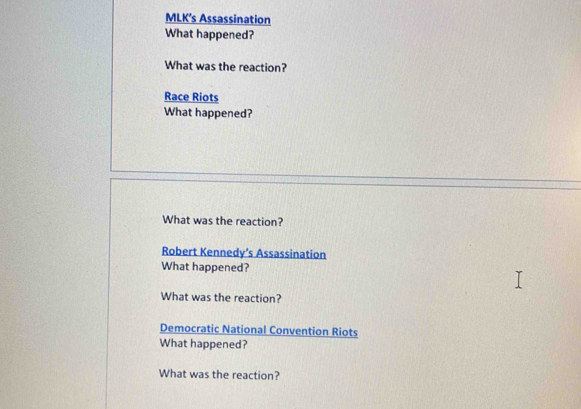 Solved: MLK’s Assassination What happened? What was the reaction? Race ...