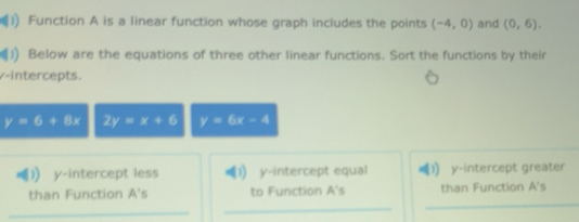 Solved: Function A is a linear function whose graph includes the points ...