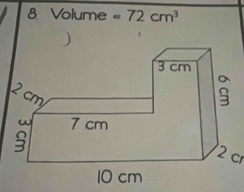 Volume =72cm^3