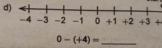 +
_ 0-(+4)=