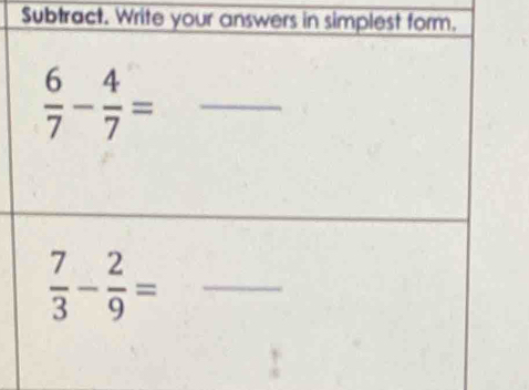 Subtract. Write your answ