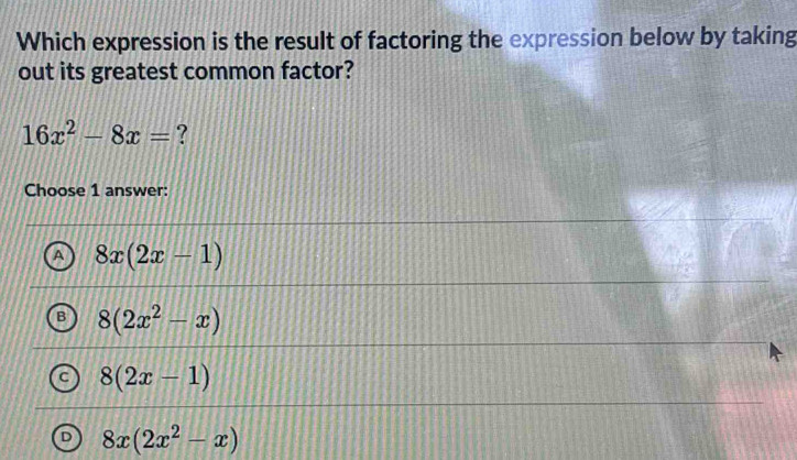 Which expression is the result of factoring the expression below by ...