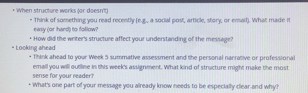 Solved: When structure works (or doesn’t) Think of something you read ...
