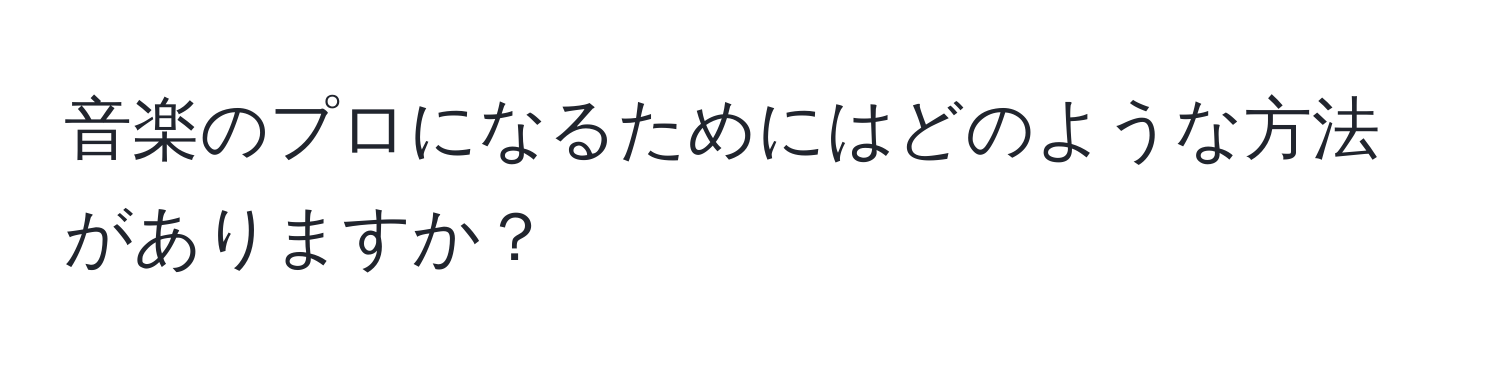 音楽のプロになるためにはどのような方法がありますか？