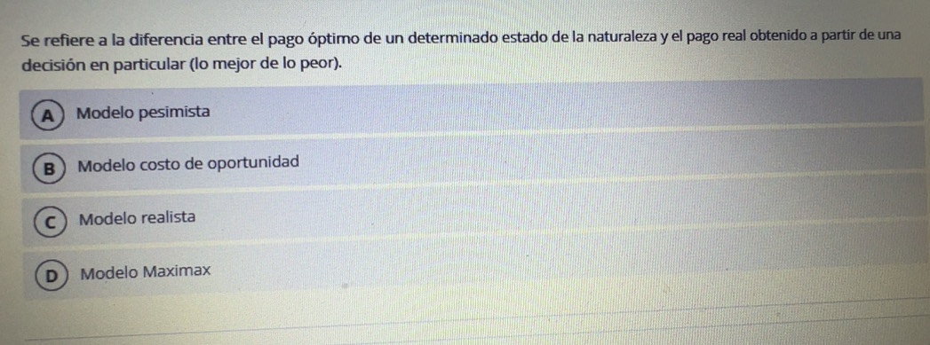 Resuelto:Se refiere a la diferencia entre el pago óptimo de un ...