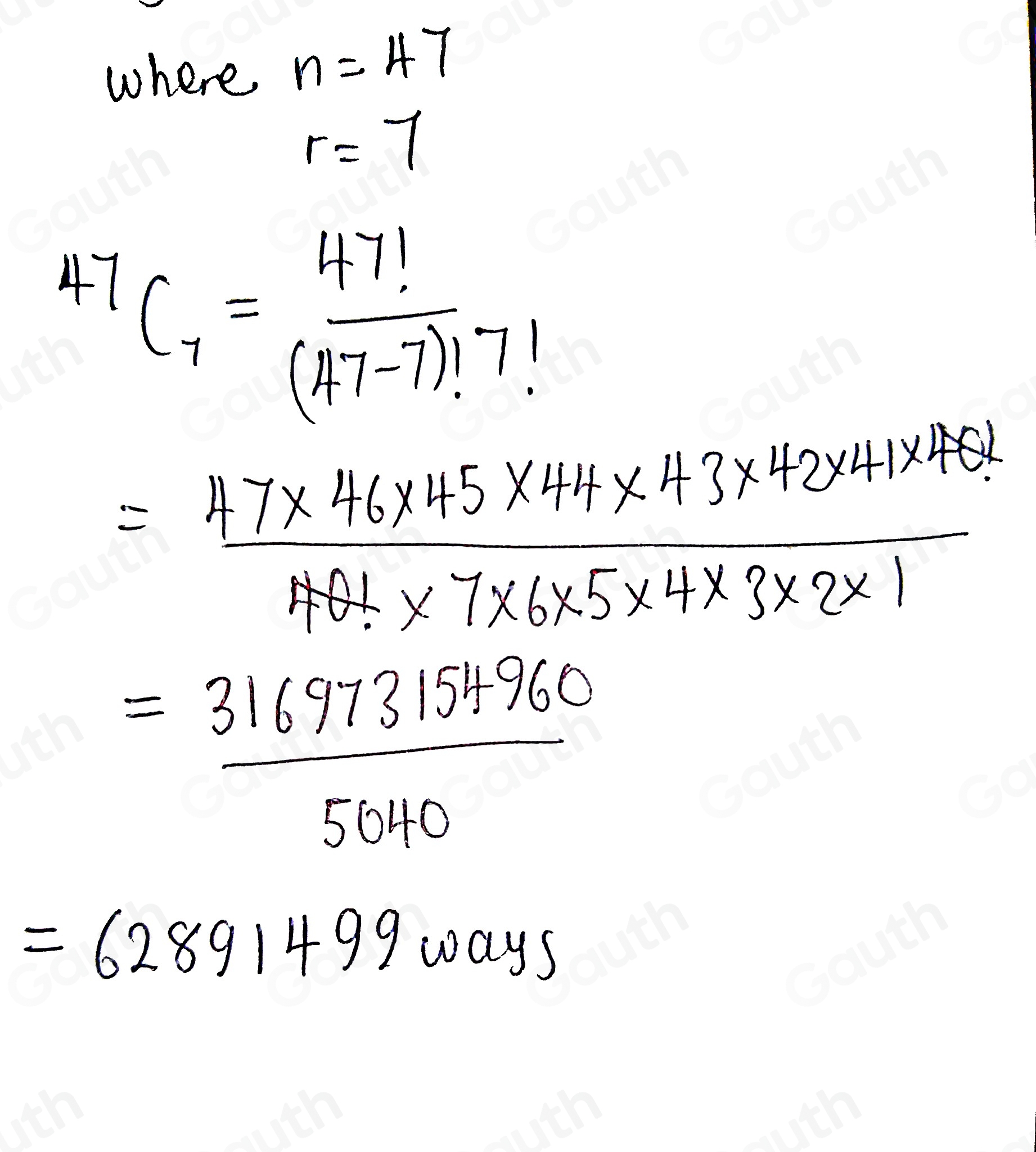 Solved: Use the formula for _nC_r to solve. To win at LOTTO in one ...