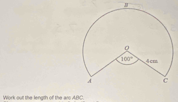 Work out the length of the arc ABC.