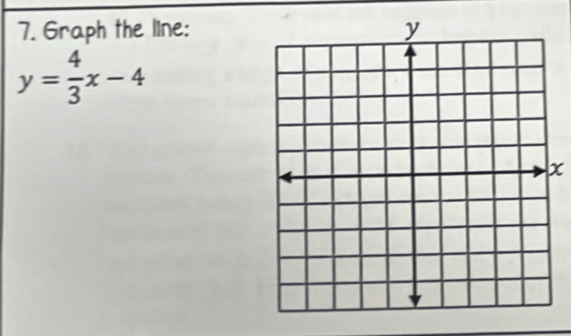 Graph the line:
y= 4/3 x-4
x