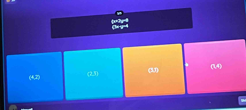 3
x+2y=8
3x-y=4
(1,4)
(3,1)
(2,3)
(4,2)
Sk