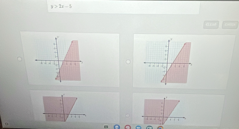 y>2x-5
CLEAR 

V 
.
1
A 3, A 4 2 4