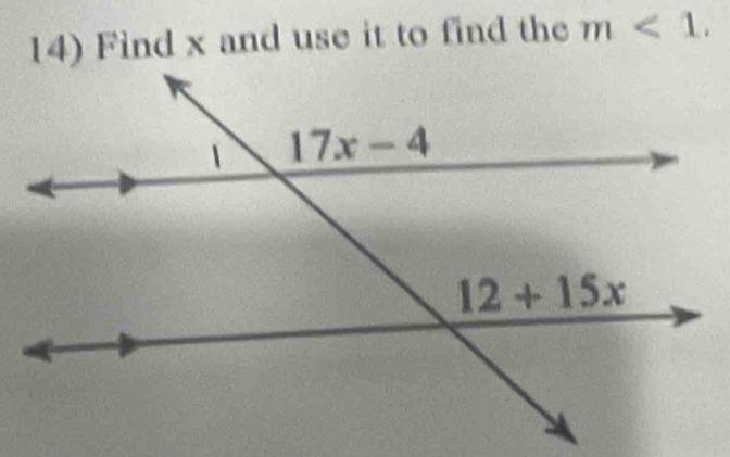 Find x and use it to find the m<1.