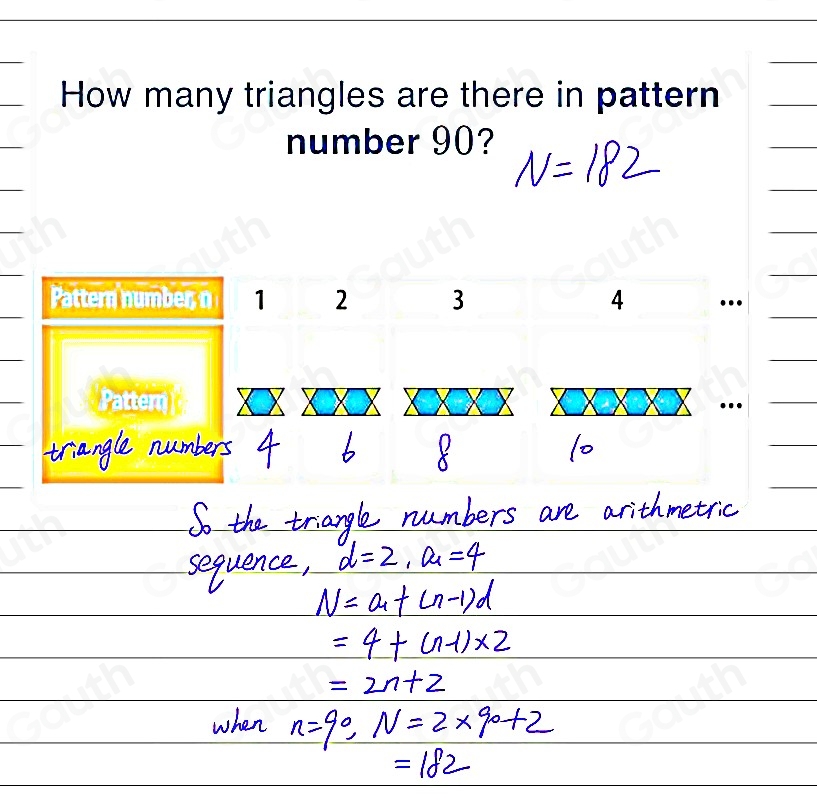 Solved: A sequence of patterns is made from hexagons and triangles. The ...