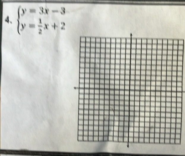 beginarrayl y=3x-3 y= 1/2 x+2endarray.