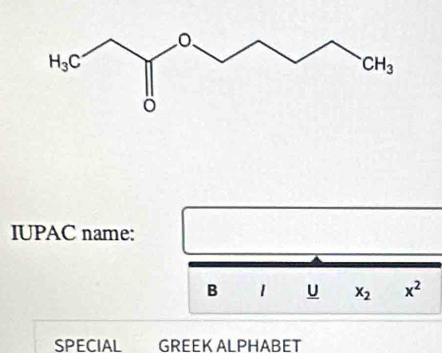 IUPAC name:
B 1 U x_2 x^2
SPECIAL GREEK ALPHABET