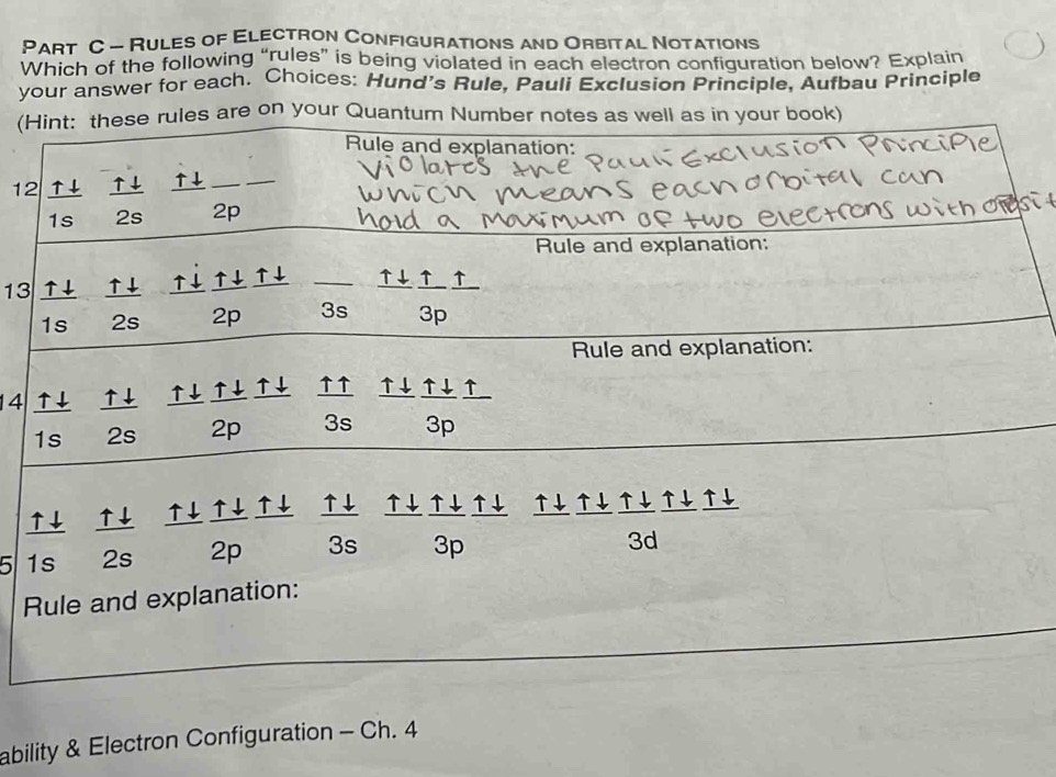Solved: Rules of Electron Configurations and Orbital Notations Which of ...