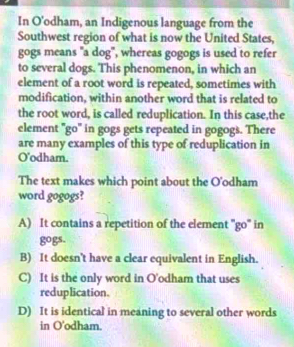 Solved: In O'odham, an Indigenous language from the Southwest region of ...