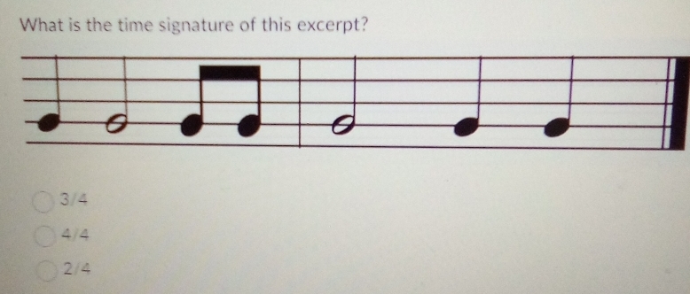 What is the time signature of this excerpt?
3/4
4/4
2/4