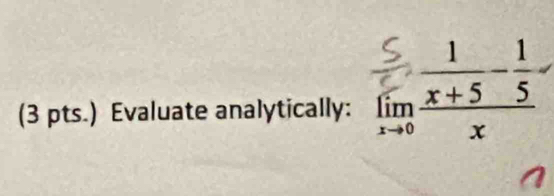 (3 pts.) Evaluate analytically: lim x +g ½