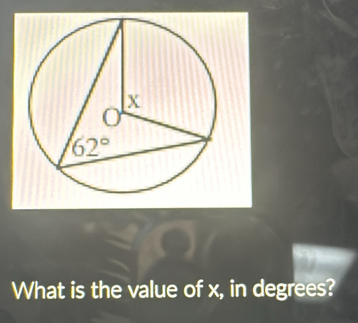 What is the value of x, in degrees?