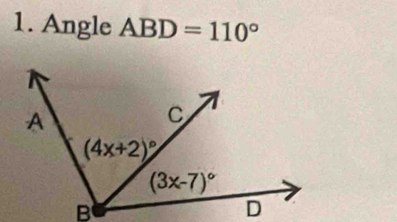 Angle ABD=110°