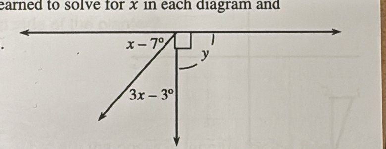 earned to solve for x in each diagram and