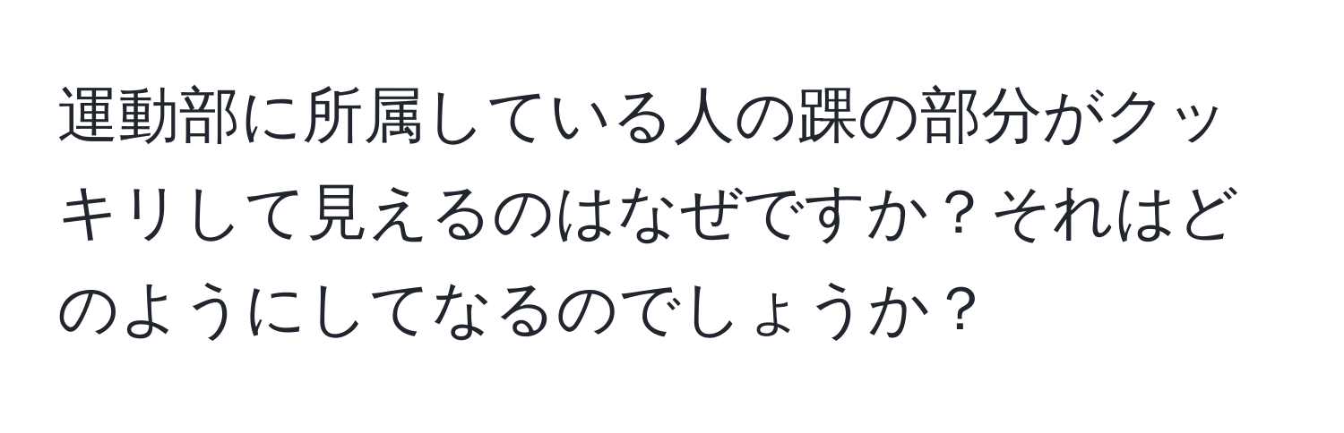 運動部に所属している人の踝の部分がクッキリして見えるのはなぜですか？それはどのようにしてなるのでしょうか？