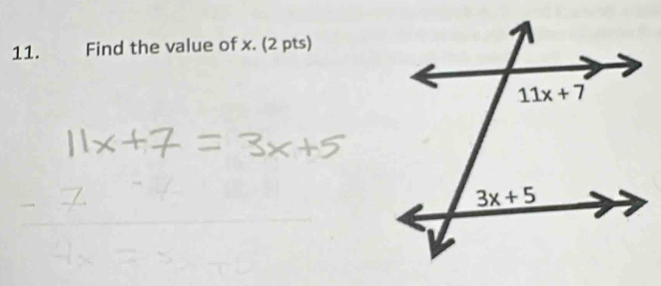 Find the value of x. (2 pts)