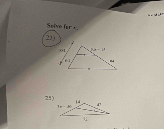 '    at 
Solve for x.
23)
25)