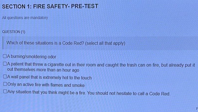 Solved: FIRE SAFETY- PRE-TEST All questions are mandatory QUESTION (1 ...