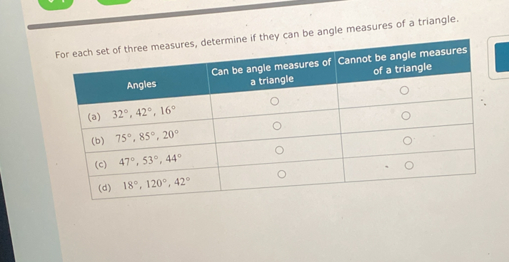 an be angle measures of a triangle.