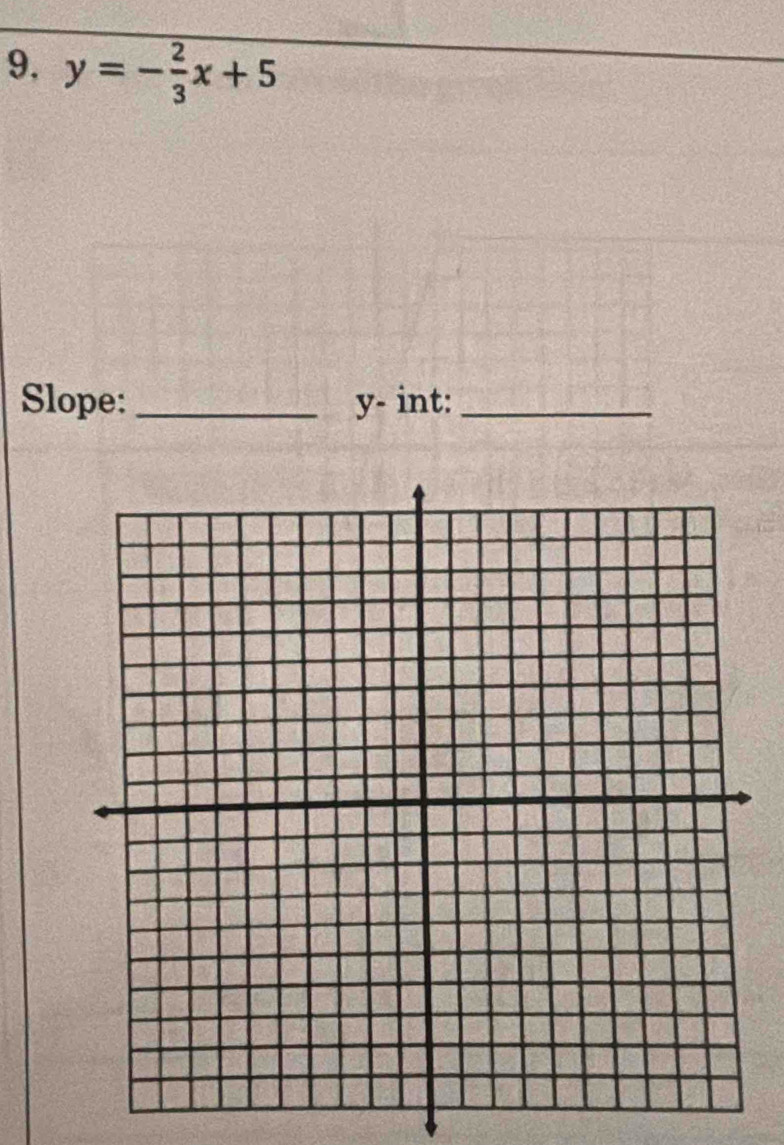 y=- 2/3 x+5
Slope:_ y - int:_