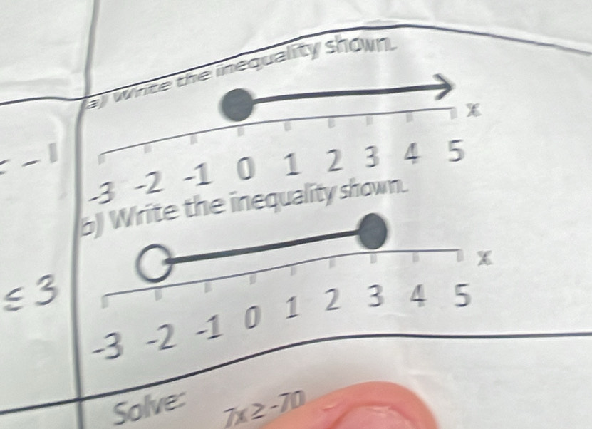 ality shown
-1
nequ 

Solve:
7x≥ -70